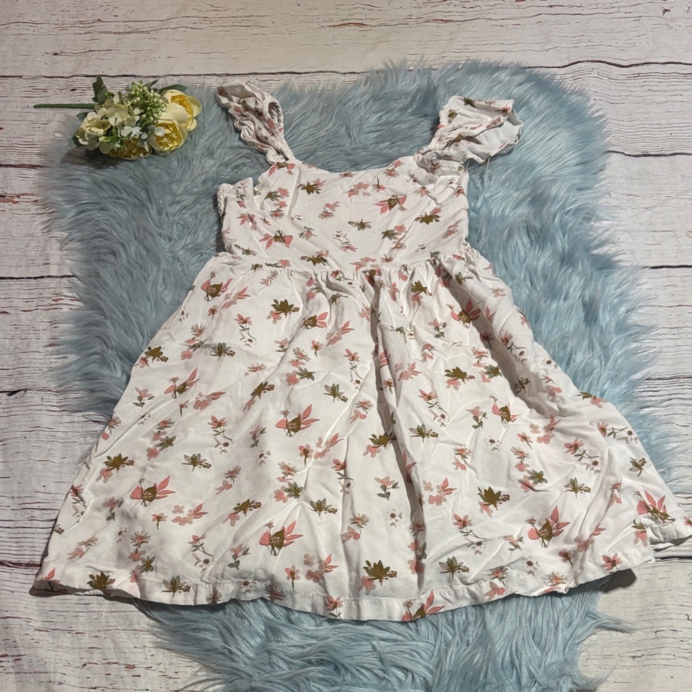 Nordstrom White and Pink Floral Kids Dress sz M